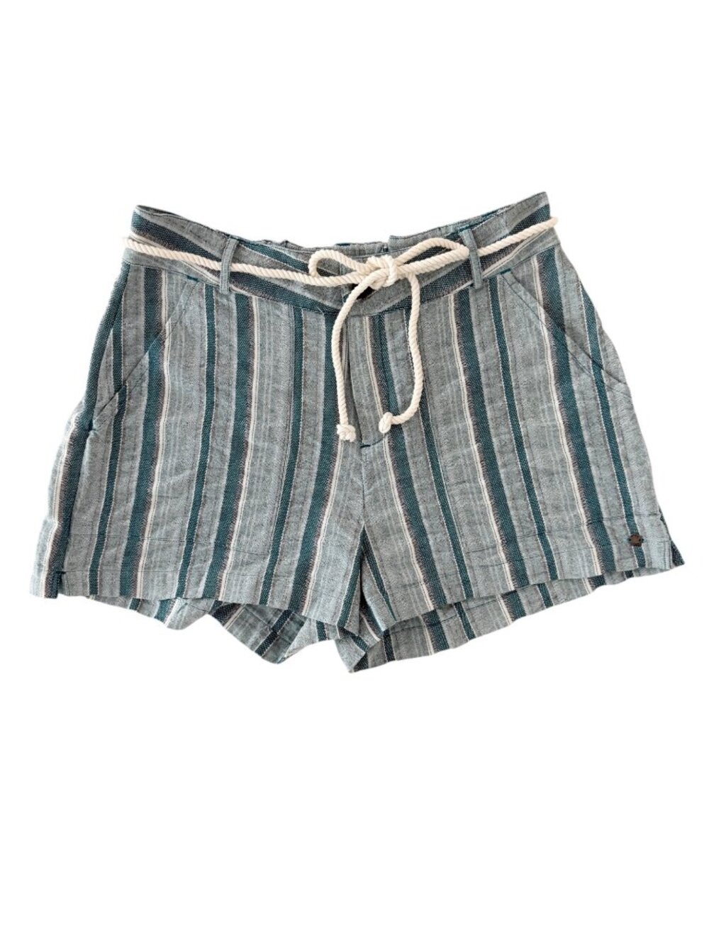 NWT Roxy Sailing Dream Stripe Cotton Beachy Coastal Nautical Shorts (L)